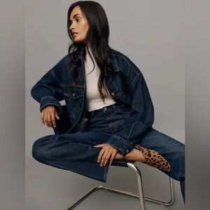 Reformation Brooks Oversized Denim Jacket Jean Jacket in Mille Dark Blue